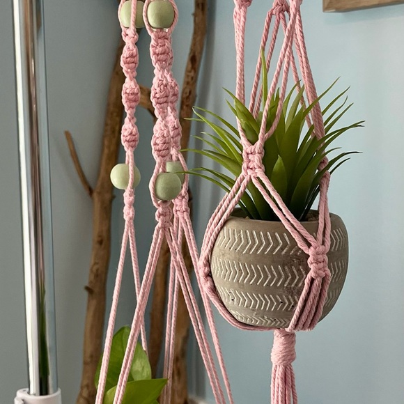 Pink Macrame Plant Hangers - Picture 3 of 7